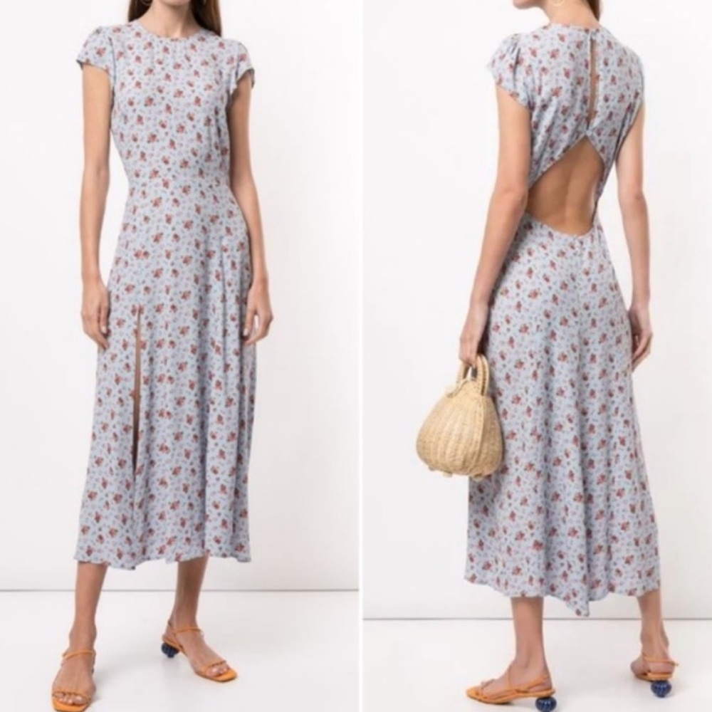 Reformation Floral Maxi Dress in Blue and Red